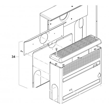 Rear panel RWS with heat deflector for S 2200 with exhaust connection left