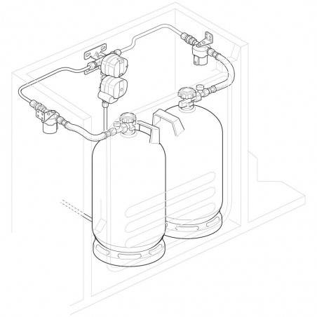 DuoControl CS, vertical β€“ gas pressure regulator with crash sensor and switching device for two gas bottles, wall installation.