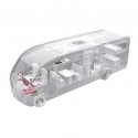 the water heater can be stored space-savingly inside the engine bay