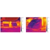 In comparison: vehicle without insulation (left), vehicle with LUX-DUO (right). The heat insulation at the windows and doors is clearly visible. The lighter the area, the more heat gets lost.