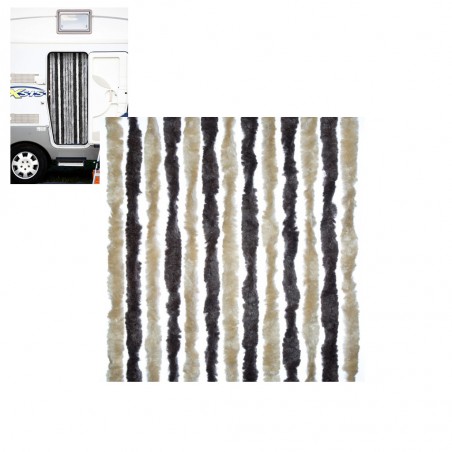 Door Curtain beige, dark brown for Motorhome 56 × 205 cm